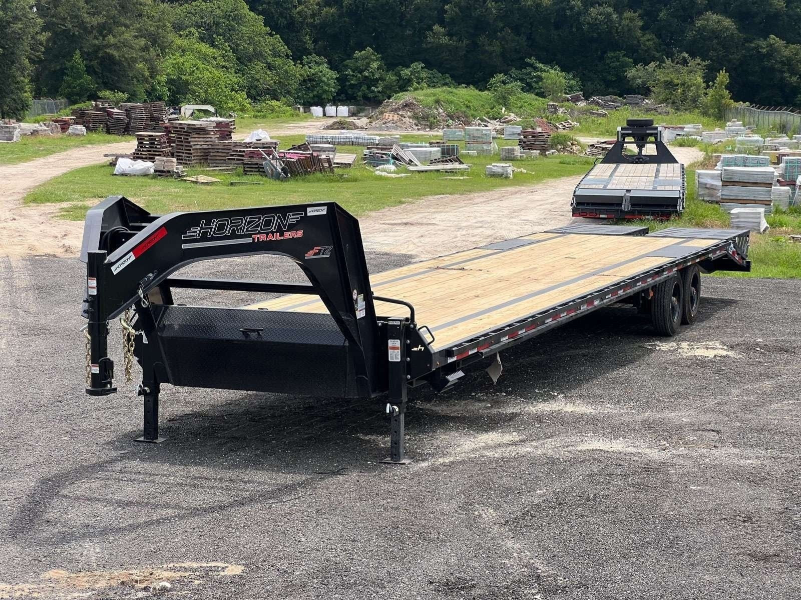 FTZ 40' Gooseneck (2) 10k Axles - Mega Ramps - 16k GVWR - 14ply Tires - 16# IB - Ratchet Rail FTZ40GN10KBKMR - Ghost 40ft Flatdeck with Mega Ramps - Stryker Dealership Group