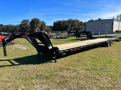 FTZ 40' Gooseneck (2) 8k Axles - Mega Ramps - 16k GVWR - 14ply Tires - 16# IB - Ratchet Rail FTZ40GN8KBKMR - Ghost 40ft Flatdeck with Mega Ramps - Stryker Dealership Group