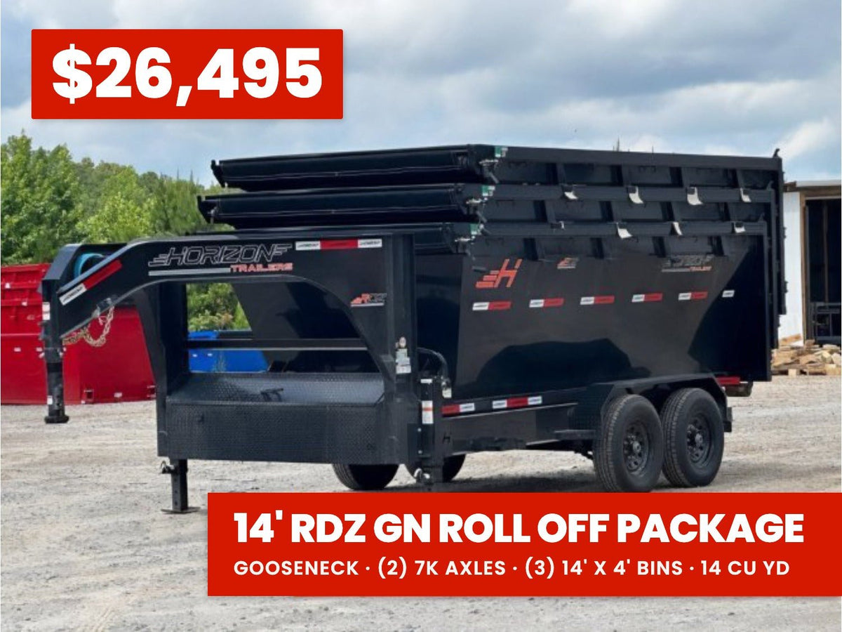 Horizon 14' RDZ GN Roll off Bundle (2) 7k Axles + 3 Bins w/ 4' Walls 013108 - Stryker Dealership Group
