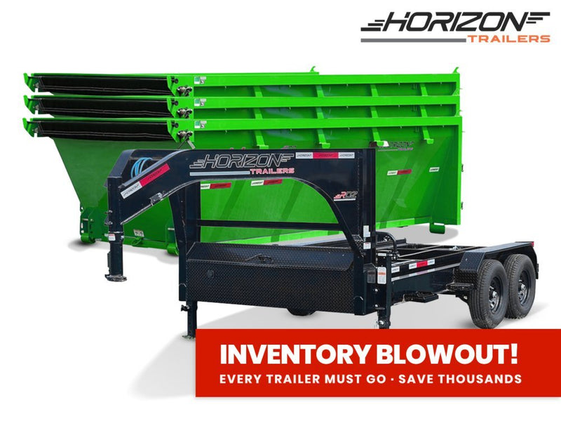 Horizon 14' RDZ GN Roll off Bundle (2) 7k Axles + 3 Bins w/ 4' Walls 7963-A - Stryker Dealership Group