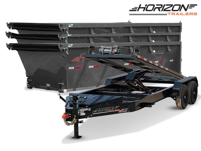 Horizon 16' RDZ BP Roll off Bundle (2) 7k Axles + 3 Bins w/ 4' Walls 7982-A - Stryker Dealership Group