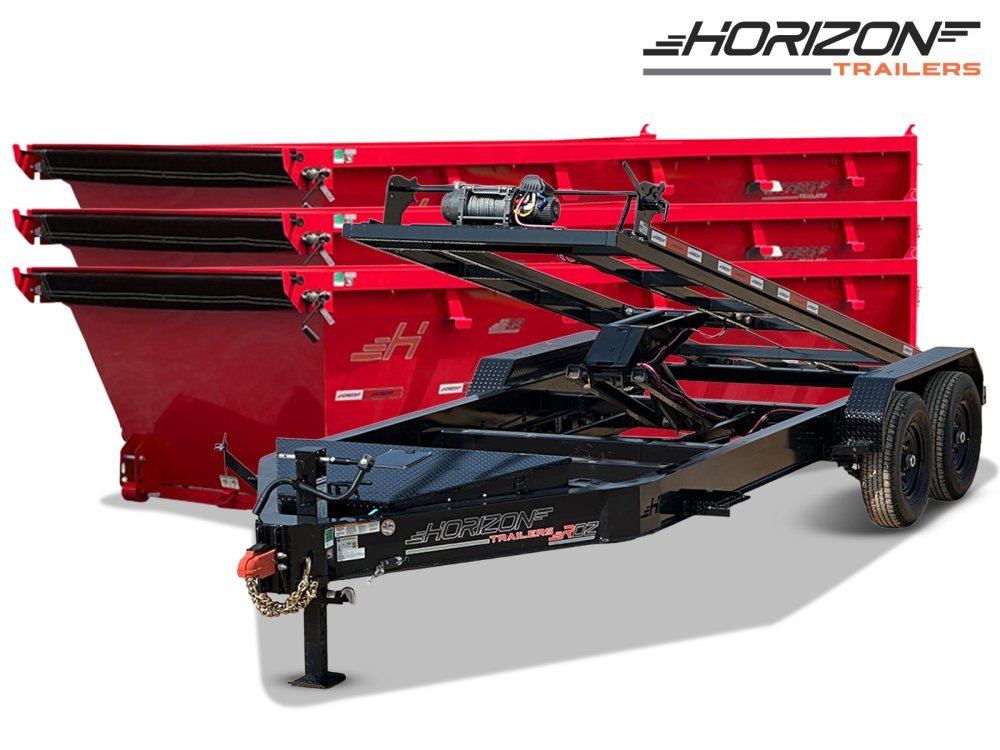 Horizon 16' RDZ BP Roll off Bundle (2) 7k Axles + 3 Bins w/ 4' Walls 7982-B - Stryker Dealership Group