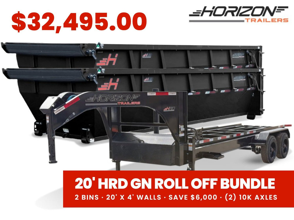 Horizon 20' HRD GN Roll off Bundle (2) 10k Axles + 2 Bins w/ 4' Walls 11914 - Stryker Dealership Group