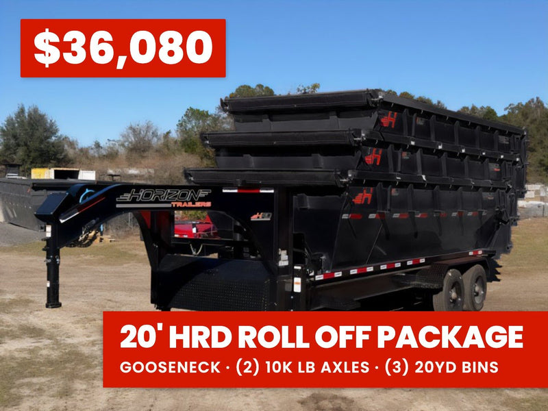 Horizon 20' HRD GN Roll off Bundle (2) 10k Axles + 3 Bins w/ 4' Walls 014962 - Stryker Dealership Group