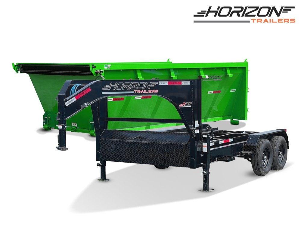Horizon 14' RDZ BP Roll off Bundle (2) 7k Axles + 1 Bin w/ 4' Walls - Roll Off Packages/RO 14' Bumper Pull - Stryker Dealership Group