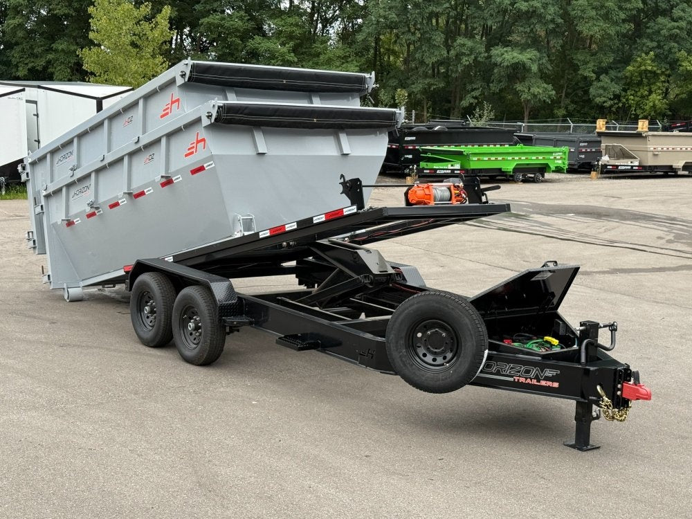 Horizon 14' RDZ BP Roll off Bundle (2) 7k Axles + 2 Bins w/ 4' Walls - Roll Off Packages/14' Bumper Pull - Stryker Dealership Group