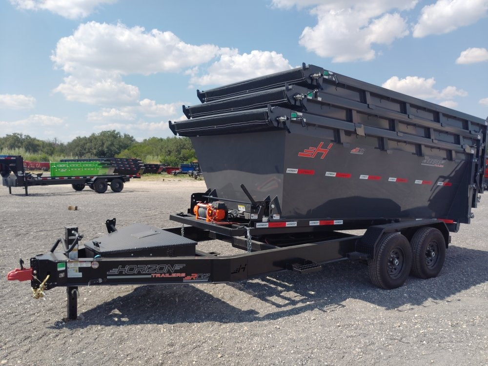 Horizon 14' RDZ BP Roll off Bundle (2) 7k Axles + 3 Bins w/ 4' Walls - Roll Off Packages/14' Bumper Pull - Stryker Dealership Group
