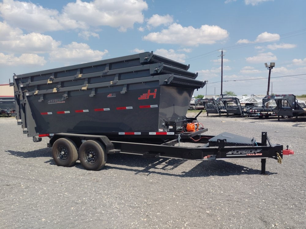 Horizon 14' RDZ BP Roll off Bundle (2) 7k Axles + 3 Bins w/ 4' Walls - Roll Off Packages/14' Bumper Pull - Stryker Dealership Group