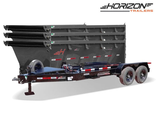 Horizon 14' RDZ BP Roll off Bundle (2) 7k Axles + 3 Bins w/ 4' Walls - Roll Off Packages/RO 14' Bumper Pull - Stryker Dealership Group