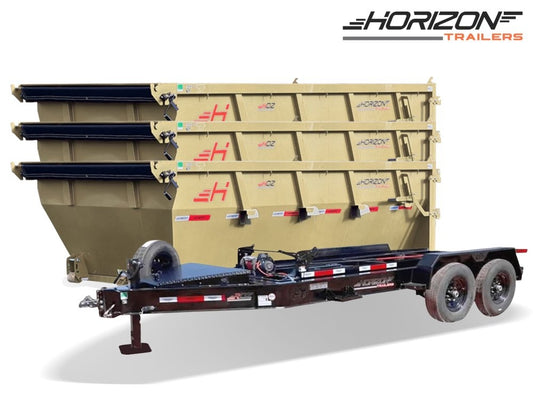 Horizon 14' RDZ BP Roll off Bundle (2) 7k Axles + 3 Bins w/ 4' Walls - Roll Off Packages/RO 14' Bumper Pull - Stryker Dealership Group