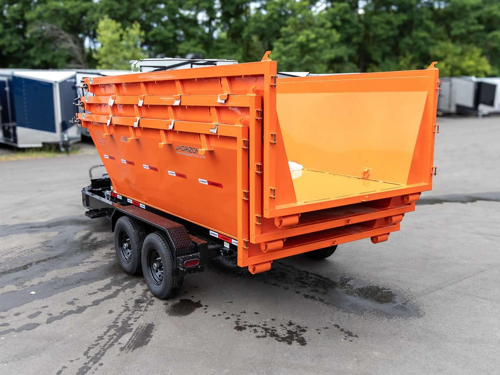 Horizon 14' RDZ BP Roll off Bundle (2) 7k Axles + 3 Bins w/ 4' Walls HZN14BP7K4FTEDZ3ORANGETX - Ghost ROP - Stryker Dealership Group