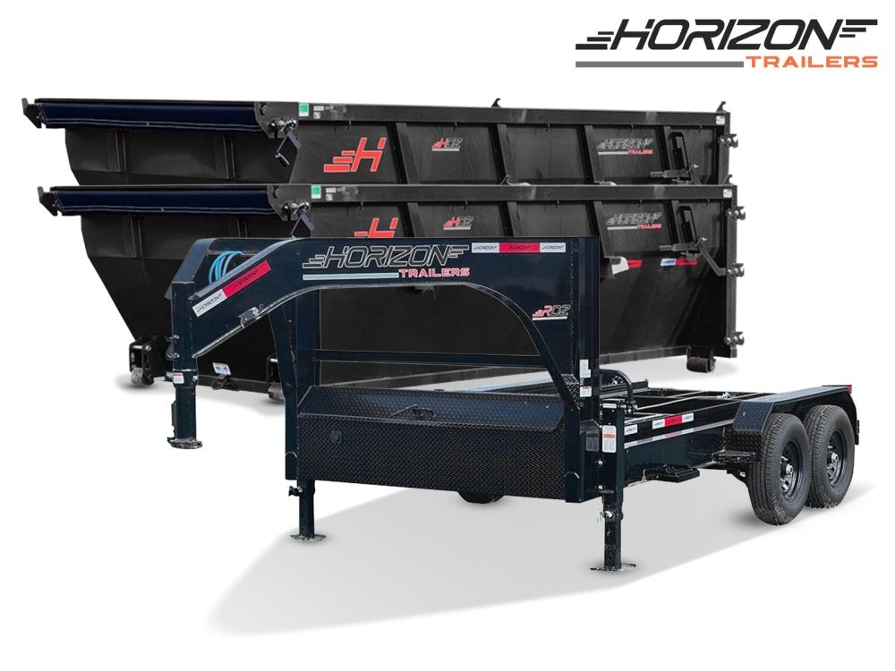 Horizon 14' RDZ GN Roll off Bundle (2) 7k Axles + 2 Bins w/ 4' Walls - Roll Off Packages/RO 14' Gooseneck - Stryker Dealership Group