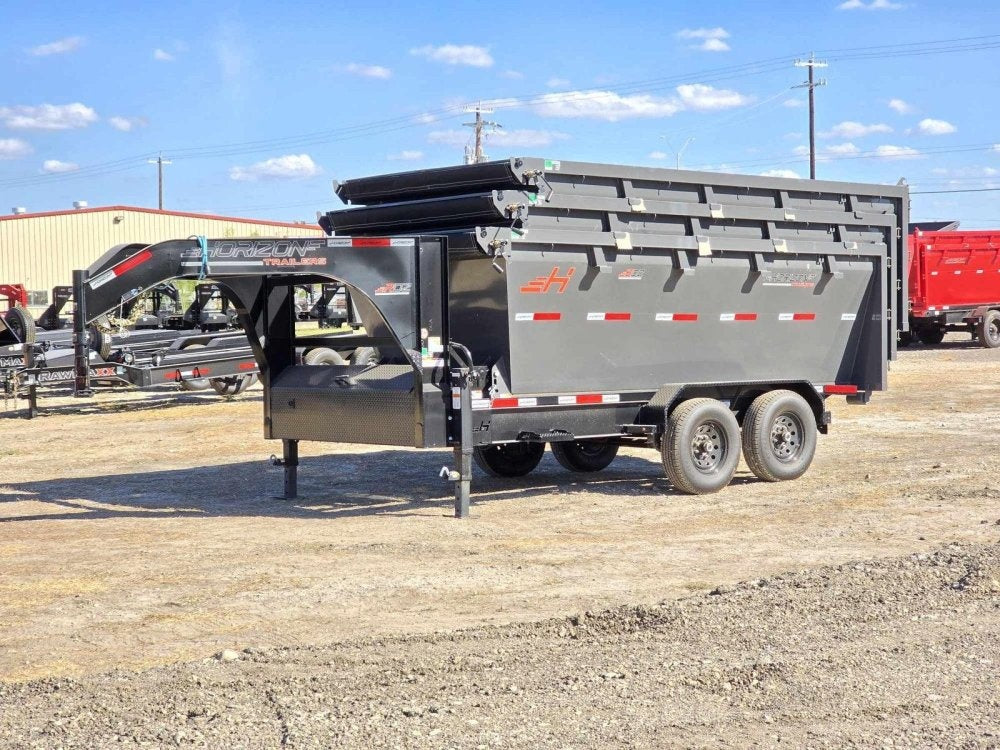 Horizon 14' RDZ GN Roll off Bundle (2) 7k Axles + 3 Bins w/ 4' Walls - Roll Off Packages/RO 14' Gooseneck - Stryker Dealership Group