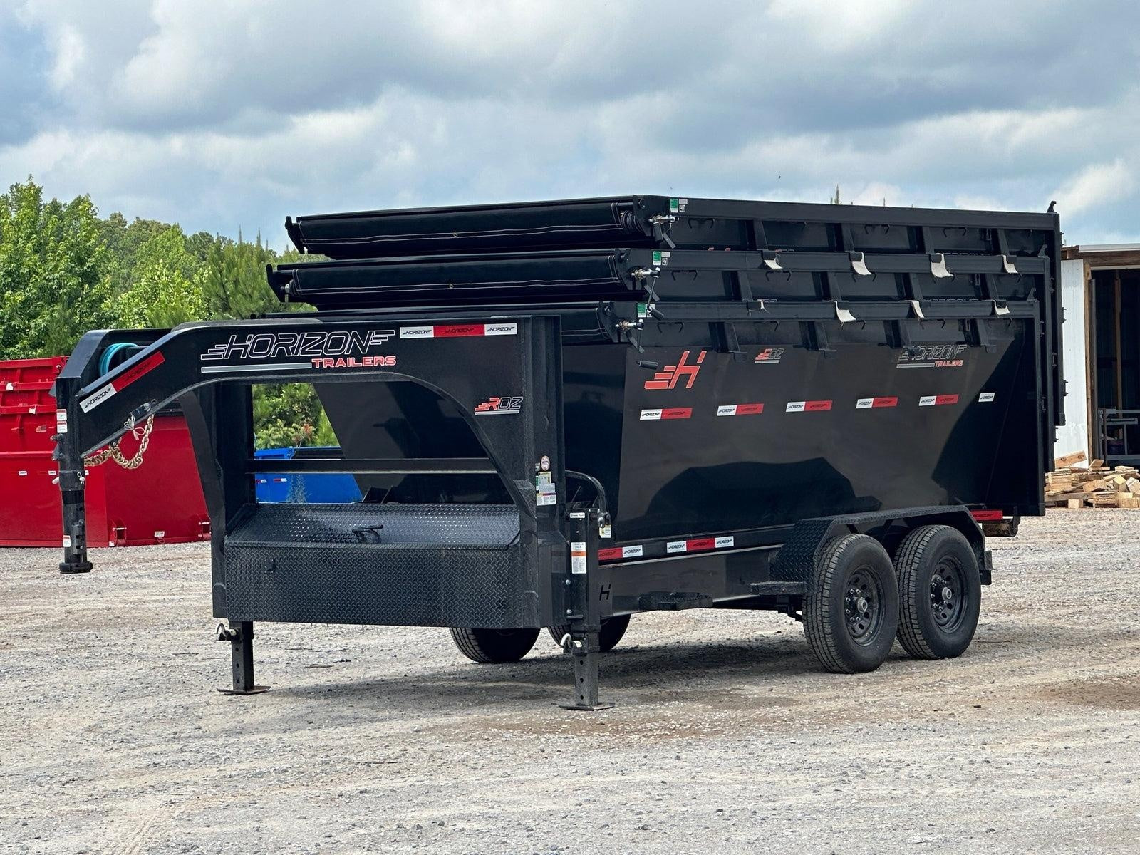 Horizon 14' RDZ GN Roll off Bundle (2) 7k Axles + 3 Bins w/ 4' Walls HZN14GN7K4FTEDZ3BLKAL - Ghost ROP - Stryker Dealership Group