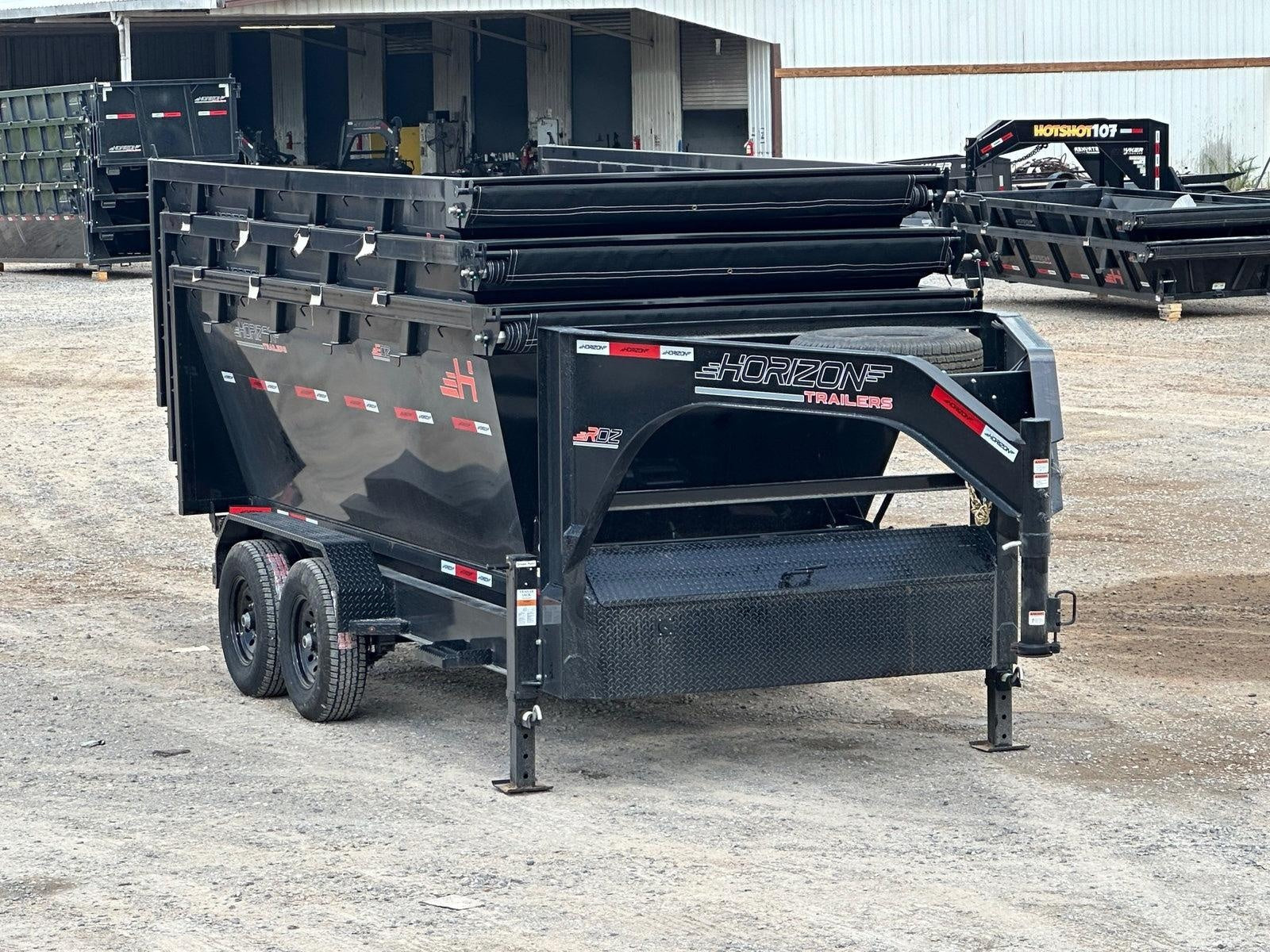 Horizon 14' RDZ GN Roll off Bundle (2) 7k Axles + 3 Bins w/ 4' Walls HZN14GN7K4FTEDZ3BLKTX - Ghost ROP - Stryker Dealership Group