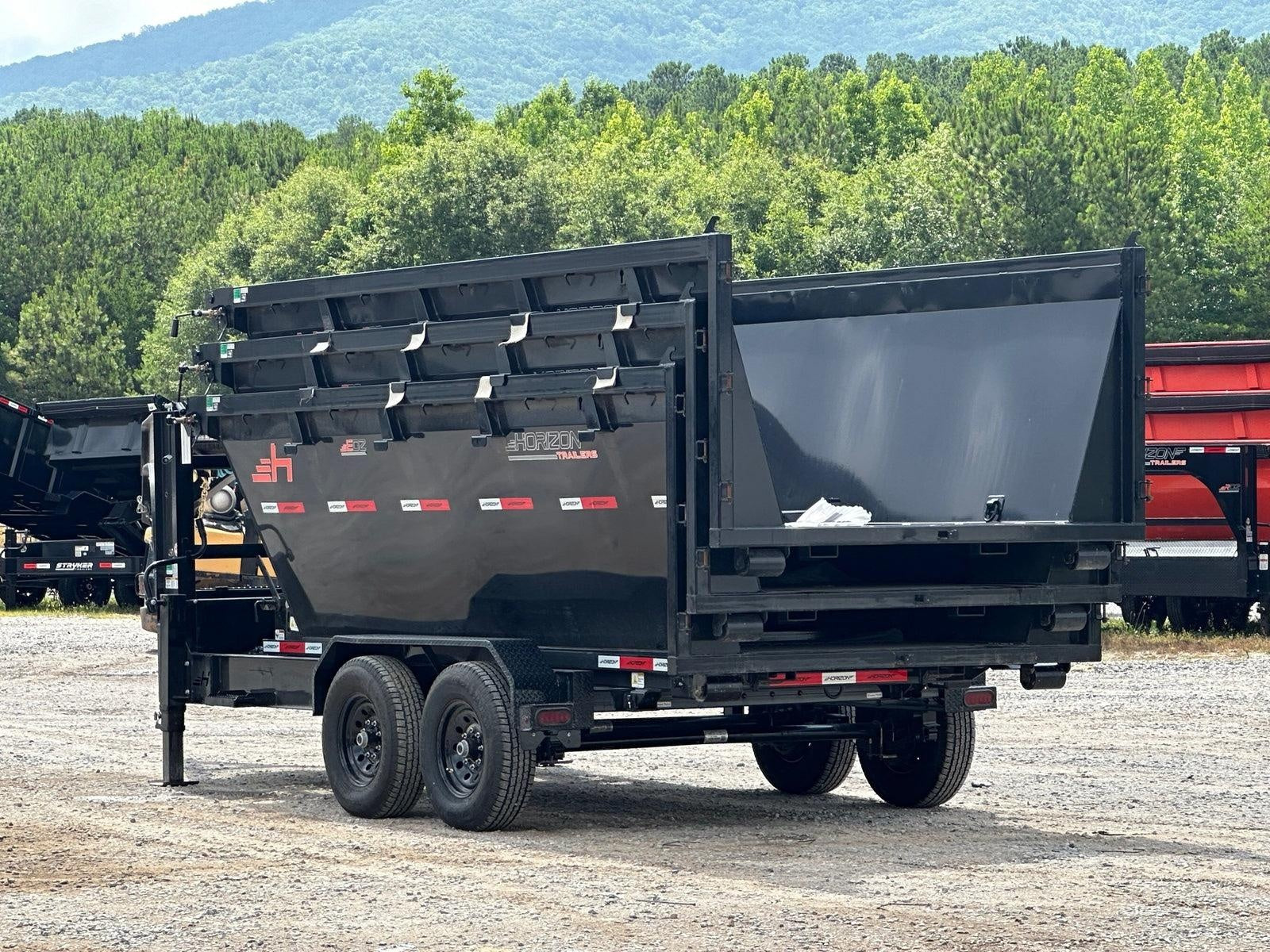 Horizon 14' RDZ GN Roll off Bundle (2) 7k Axles + 3 Bins w/ 4' Walls HZN14GN7K4FTEDZ3BLKTX - Ghost ROP - Stryker Dealership Group