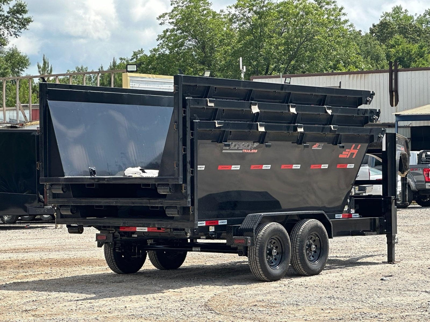 Horizon 14' RDZ GN Roll off Bundle (2) 7k Axles + 3 Bins w/ 4' Walls HZN14GN7K4FTEDZ3BLKTX - Ghost ROP - Stryker Dealership Group