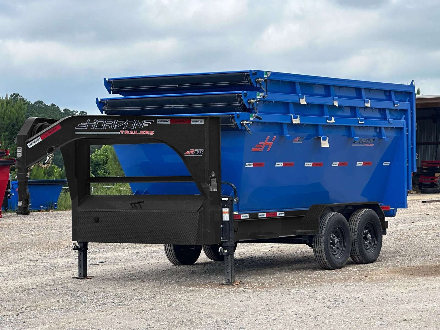 Horizon 14' RDZ GN Roll off Bundle (2) 7k Axles + 3 Bins w/ 4' Walls HZN14GN7K4FTEDZ3BLUEAL - Ghost ROP - Stryker Dealership Group