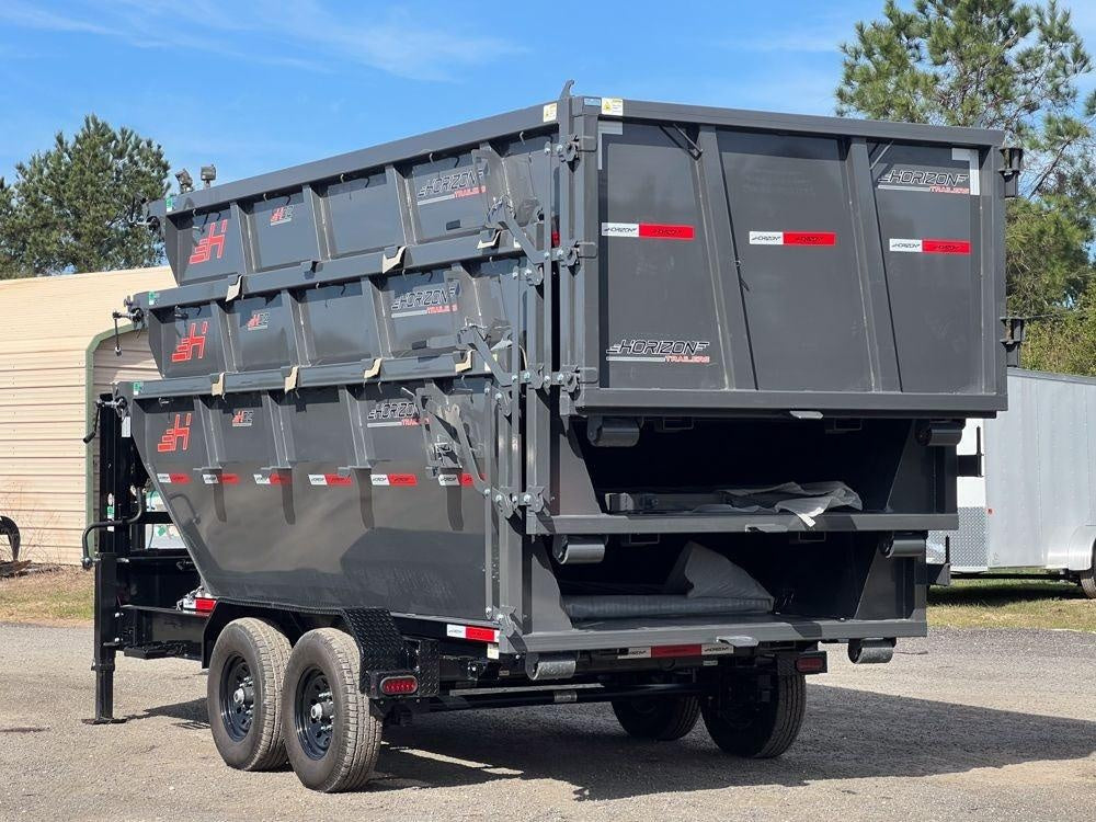 Horizon 14' RDZ GN Roll off Bundle (2) 7k Axles + 3 Bins w/ 4' Walls HZN14GN7K4FTEDZ3GrayFL - Ghost ROP - Stryker Dealership Group