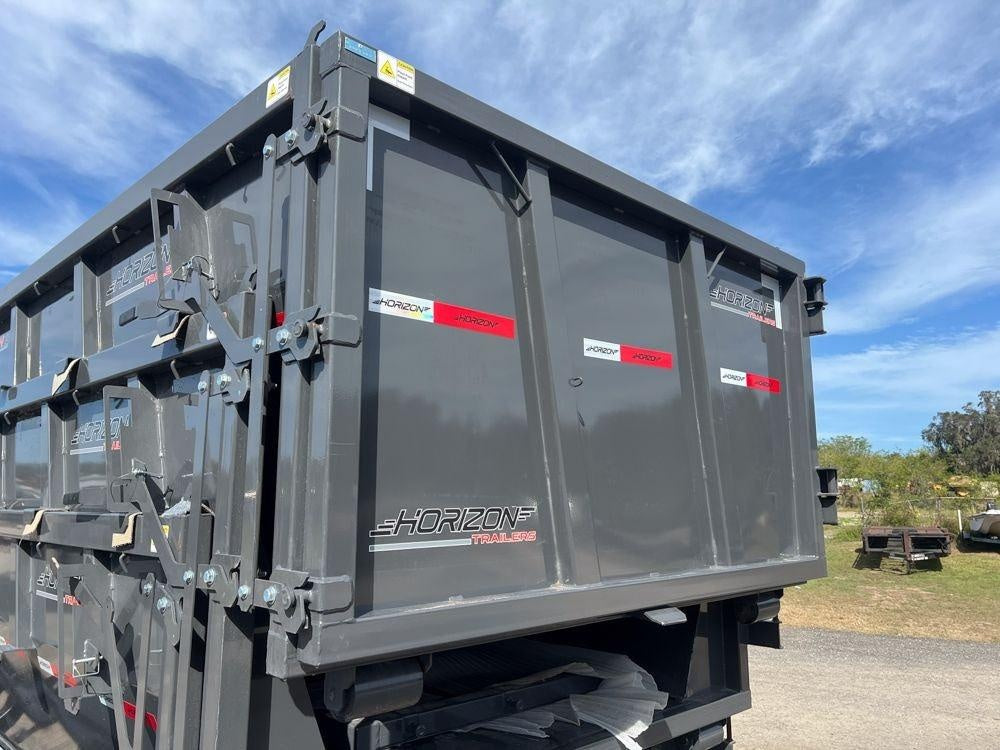 Horizon 14' RDZ GN Roll off Bundle (2) 7k Axles + 3 Bins w/ 4' Walls HZN14GN7K4FTEDZ3GrayFL - Ghost ROP - Stryker Dealership Group