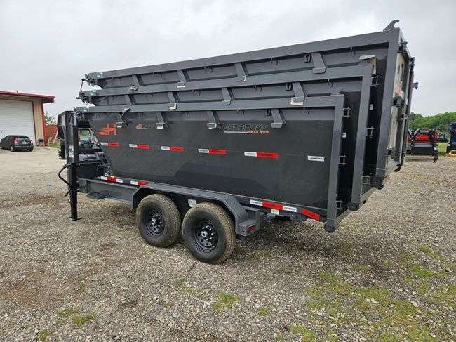 Horizon 14' RDZ GN Roll off Bundle (2) 7k Axles + 3 Bins w/ 4' Walls HZN14GN7K4FTEDZ3GRAYMI - Ghost ROP - Stryker Dealership Group