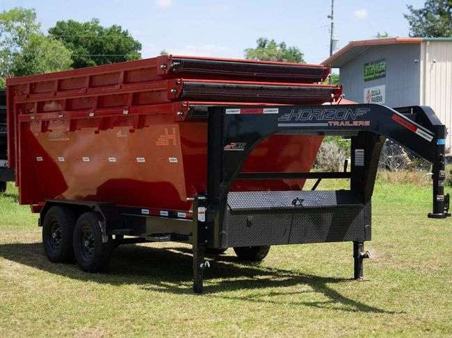 Horizon 14' RDZ GN Roll off Bundle (2) 7k Axles + 3 Bins w/ 4' Walls HZN14GN7K4FTEDZ3REDMI - Ghost ROP - Stryker Dealership Group