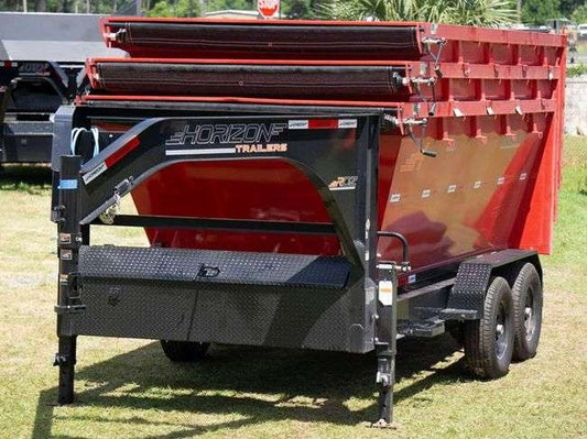 Horizon 14' RDZ GN Roll off Bundle (2) 7k Axles + 3 Bins w/ 4' Walls HZN14GN7K4FTEDZ3REDMI - Ghost ROP - Stryker Dealership Group
