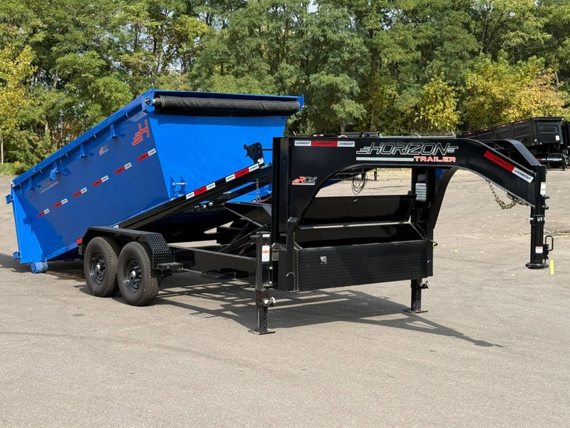 Horizon 14' RDZ GN Roll off Bundle (2) 7k Axles + Bin 4' Walls - Roll Off Packages - RO 14' Gooseneck - Stryker Dealership Group