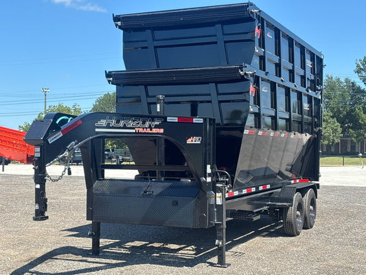 Horizon 16' HRD GN Roll off Bundle (2) 10k Axles + 2 Bins w/ 6' Walls - Roll Off Packages/16' Gooseneck - Stryker Dealership Group