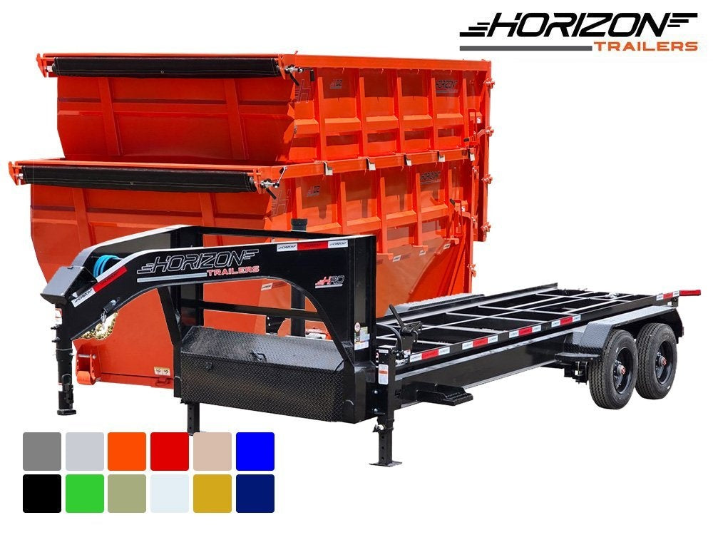 Horizon 16' HRD GN Roll off Bundle (2) 10k Axles + 2 Bins w/ 6' Walls - Roll Off Packages/16' Gooseneck - Stryker Dealership Group