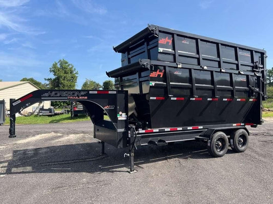 Horizon 16' HRD GN Roll off Bundle (2) 10k Axles + 2 Bins w/ 6' Walls HZN16GN10K6FTEDZ3BLKTX - Ghost ROP - Stryker Dealership Group