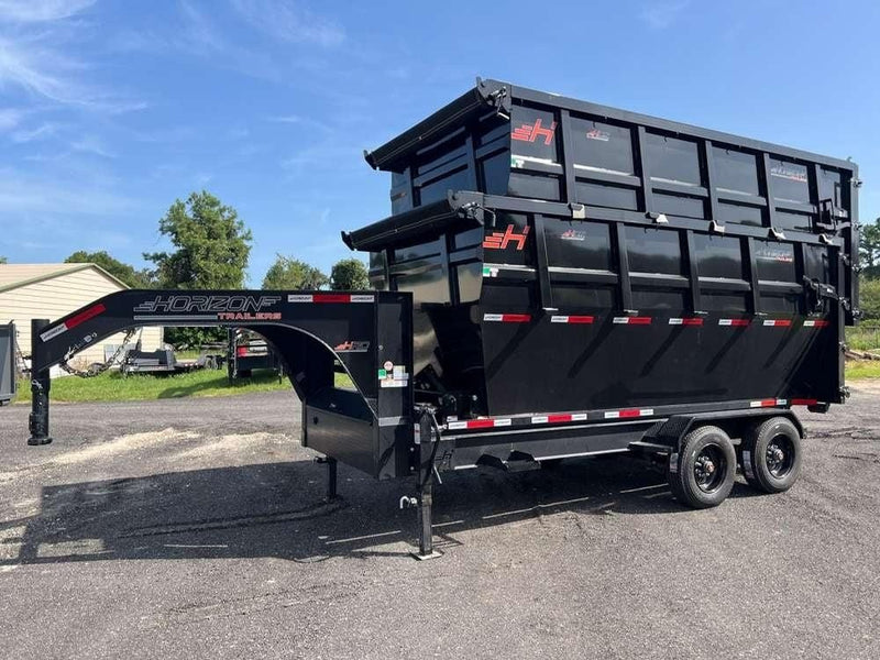 Horizon 16' HRD GN Roll off Bundle (2) 10k Axles + 2 Bins w/ 6' Walls HZN16GN10K6FTEDZ3BLKTX - Ghost ROP - Stryker Dealership Group