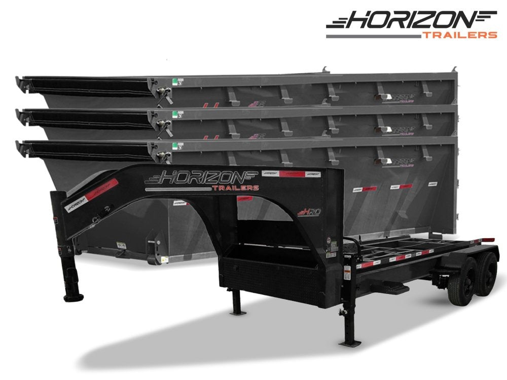 Horizon 16' HRD GN Roll off Bundle (2) 10k Axles + 3 Bins w/ 4' Walls - Roll Off Packages/RO 16' Gooseneck - Stryker Dealership Group