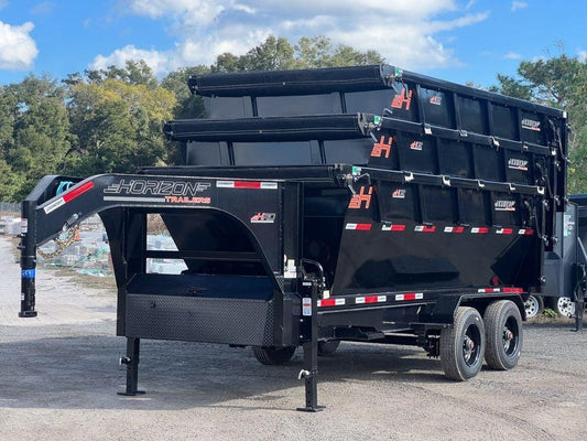 Horizon 16' HRD GN Roll off Bundle (2) 10k Axles + 3 Bins w/ 4' Walls HZN16GN10K4FTEDZ3BLKAL - Ghost ROP - Stryker Dealership Group
