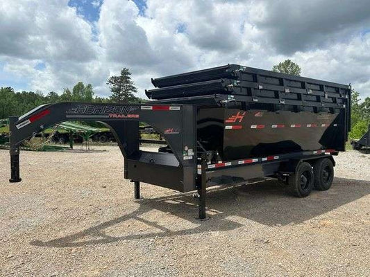 Horizon 16' HRD GN Roll off Bundle (2) 10k Axles + 3 Bins w/ 4' Walls HZN16GN10K4FTEDZ3BLKFL - Ghost ROP - Stryker Dealership Group