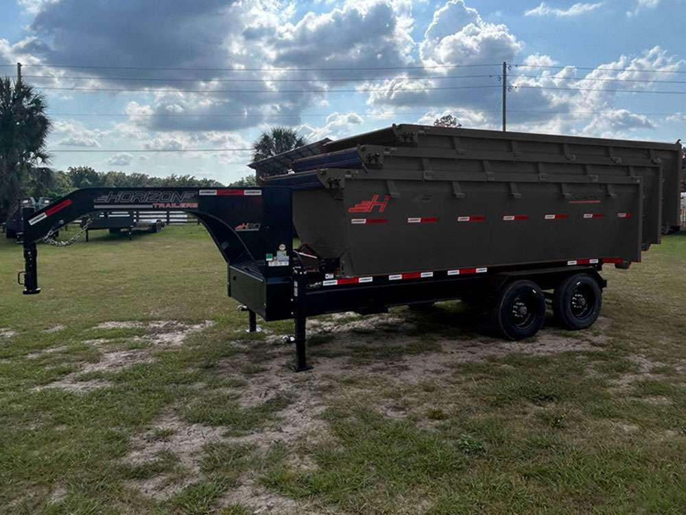 Horizon 16' HRD GN Roll off Bundle (2) 10k Axles + 3 Bins w/ 4' Walls HZN16GN10K4FTEDZ3GRAYTX - Ghost ROP - Stryker Dealership Group