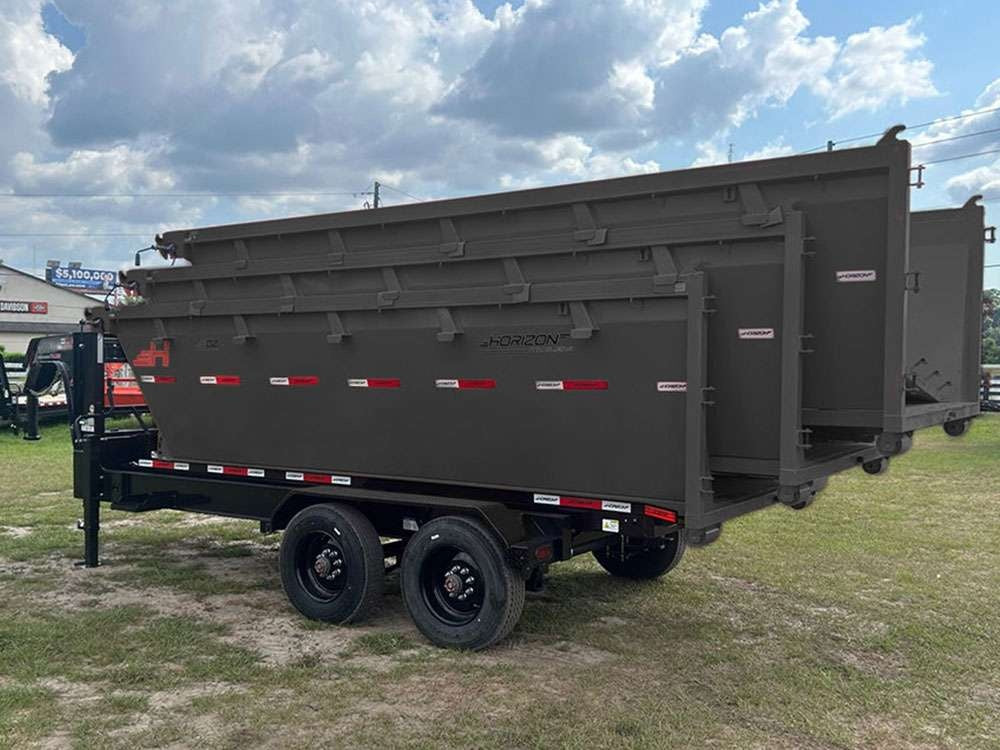 Horizon 16' HRD GN Roll off Bundle (2) 10k Axles + 3 Bins w/ 4' Walls HZN16GN10K4FTEDZ3GRAYTX - Ghost ROP - Stryker Dealership Group