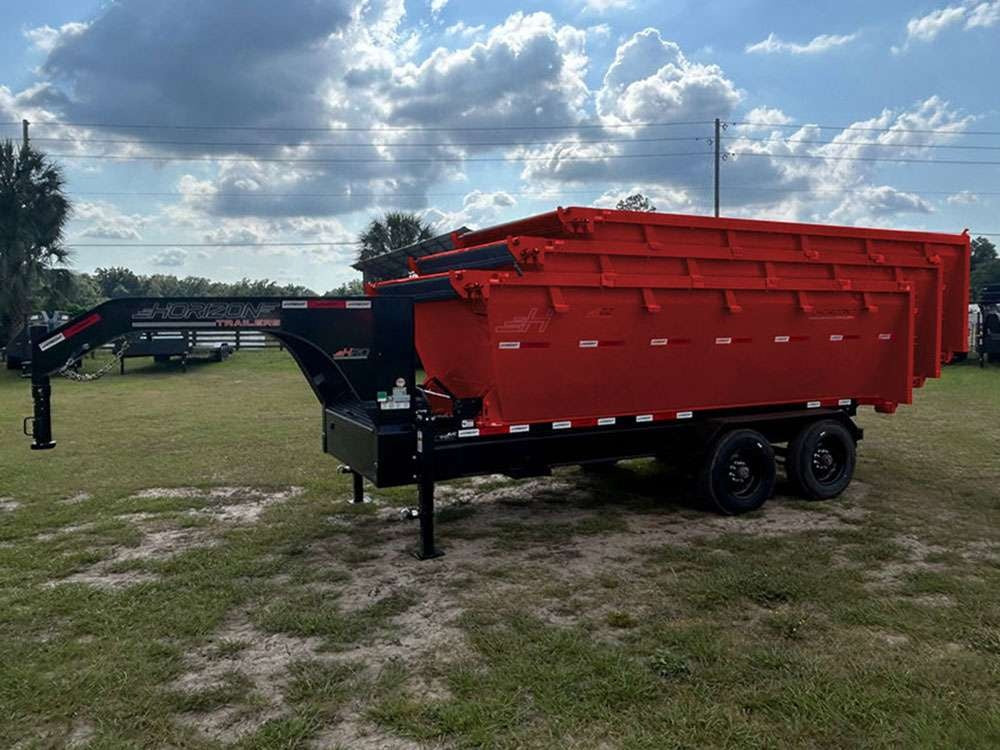Horizon 16' HRD GN Roll off Bundle (2) 10k Axles + 3 Bins w/ 4' Walls HZN16GN10K4FTEDZ3REDMI - Ghost ROP - Stryker Dealership Group