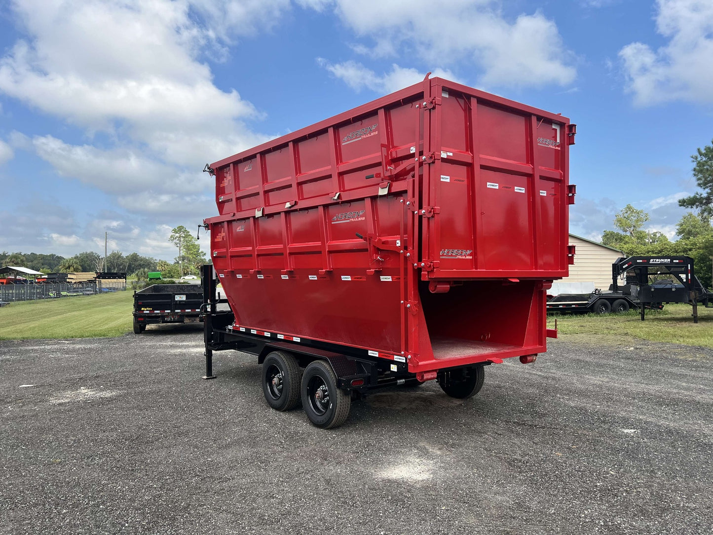Horizon 16' HRD GN Roll off Bundle (2) 10k Axles + 3 Bins w/ 6' Walls HZN16GN10K6FTEDZ3REDTX - Ghost ROP - Stryker Dealership Group