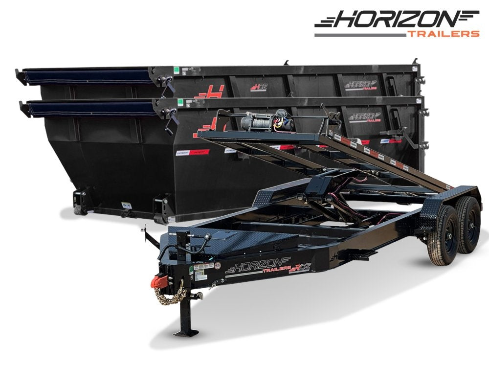 Horizon 16' RDZ BP Roll off Bundle (2) 7k Axles + 2 Bins w/ 4' Walls - Roll Off Packages/RO 16' Bumper Pull - Stryker Dealership Group
