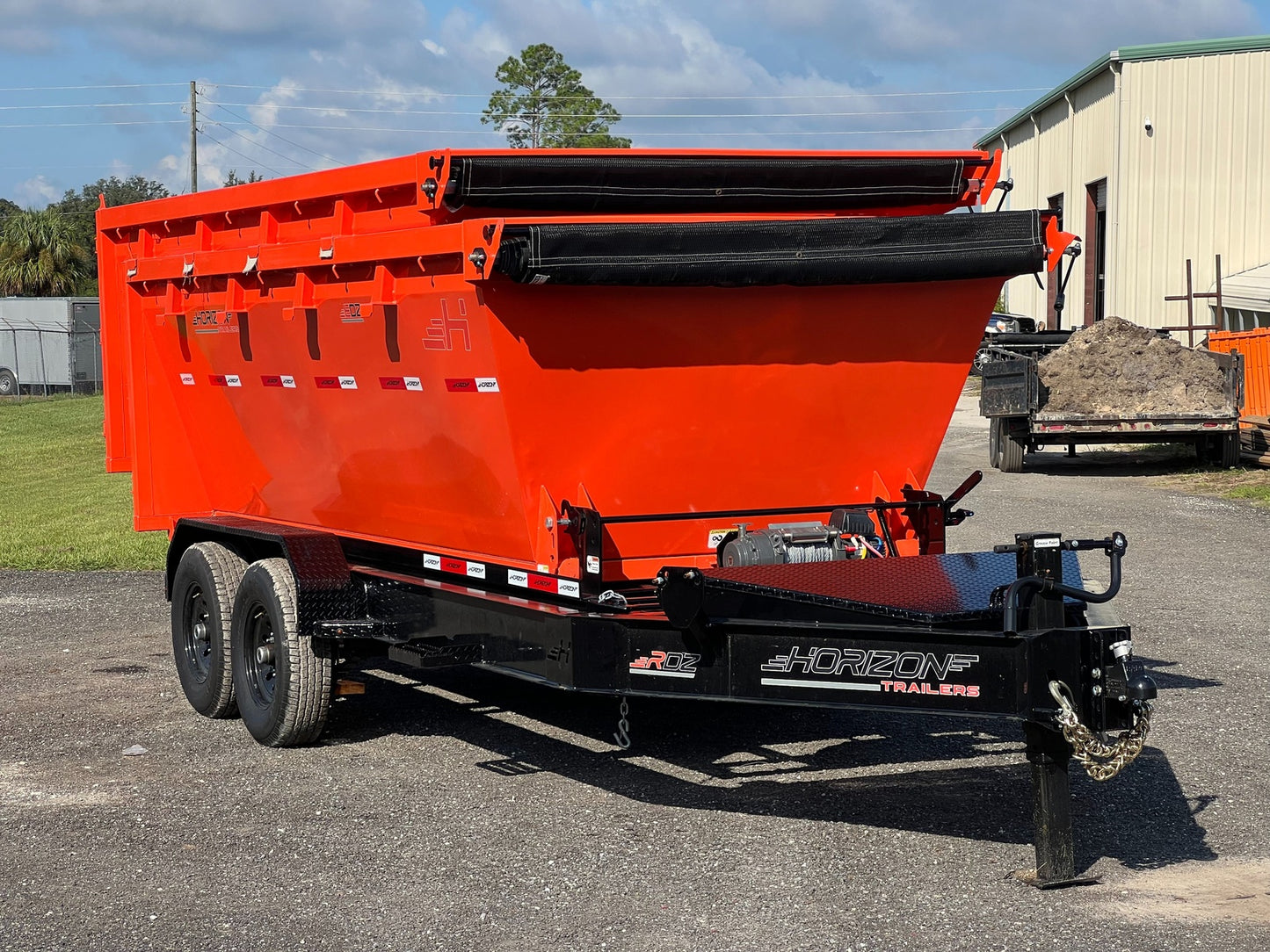 Horizon 16' RDZ BP Roll off Bundle (2) 7k Axles + 3 Bins w/ 4' Walls HZN16BP7K4FTEDZ3ORANGEFL - Ghost ROP - Stryker Dealership Group