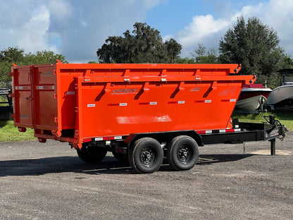 Horizon 16' RDZ BP Roll off Bundle (2) 7k Axles + 3 Bins w/ 4' Walls HZN16BP7K4FTEDZ3ORANGEFL - Ghost ROP - Stryker Dealership Group