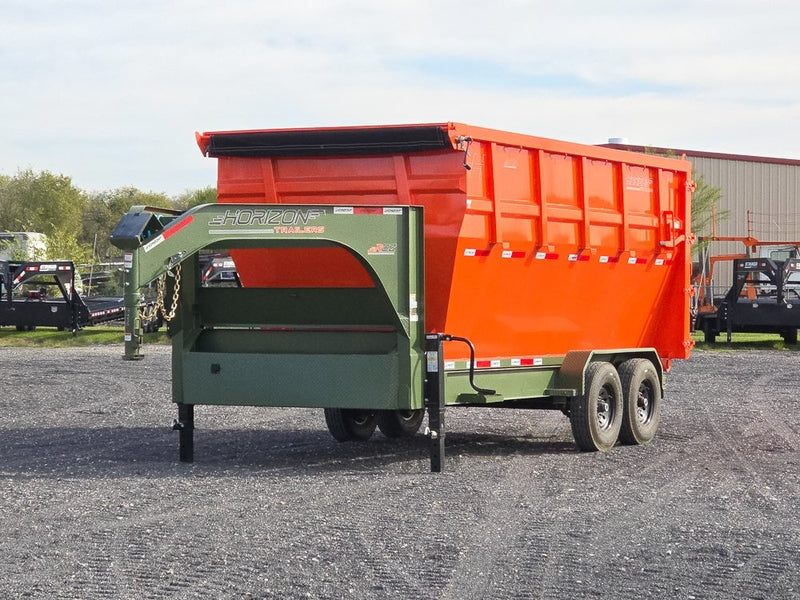 Horizon 16' RDZ GN Roll off Bundle (2) 7k Axles + 1 Bin w/ 6' Walls - Roll Off Packages - RO 16' Gooseneck - Stryker Dealership Group