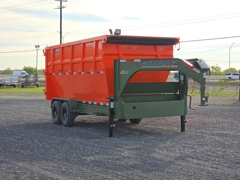 Horizon 16' RDZ GN Roll off Bundle (2) 7k Axles + 1 Bin w/ 6' Walls - Roll Off Packages - RO 16' Gooseneck - Stryker Dealership Group