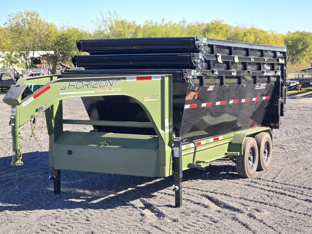 Horizon 16' RDZ GN Roll off Bundle (2) 7k Axles + 3 Bins w/ 4' Walls - Roll Off Packages/RO 16' Gooseneck - Stryker Dealership Group