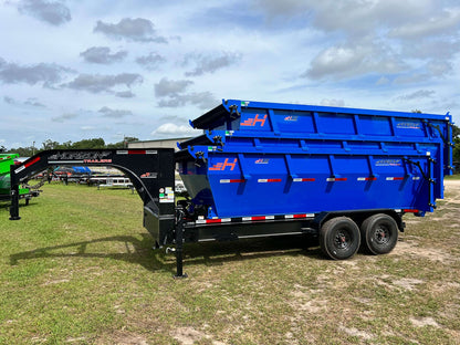 Horizon 16' RDZ GN Roll off Bundle (2) 7k Axles + 3 Bins w/ 4' Walls HZN16GN7K4FTEDZ3BLUEAL - Ghost ROP - Stryker Dealership Group