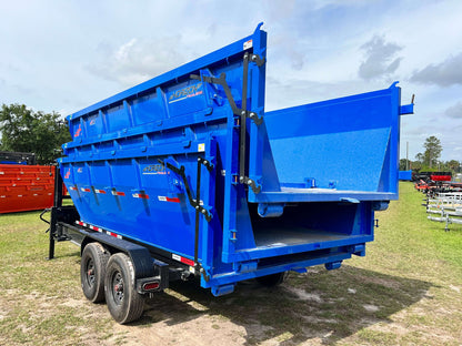 Horizon 16' RDZ GN Roll off Bundle (2) 7k Axles + 3 Bins w/ 4' Walls HZN16GN7K4FTEDZ3BLUEAL - Ghost ROP - Stryker Dealership Group