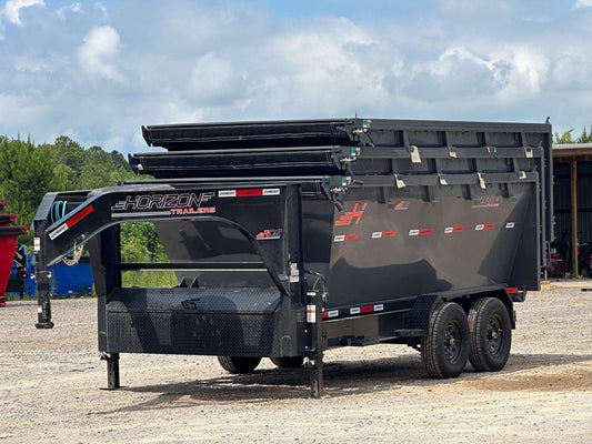 Horizon 16' RDZ GN Roll off Bundle (2) 7k Axles + 3 Bins w/ 4' Walls HZN16GN7K4FTEDZ3GrayAL - Ghost ROP - Stryker Dealership Group