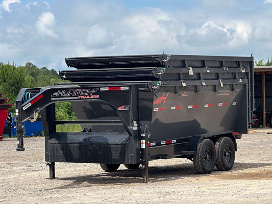 Horizon 16' RDZ GN Roll off Bundle (2) 7k Axles + 3 Bins w/ 4' Walls HZN16GN7K4FTEDZ3GRAYFL - Ghost ROP - Stryker Dealership Group