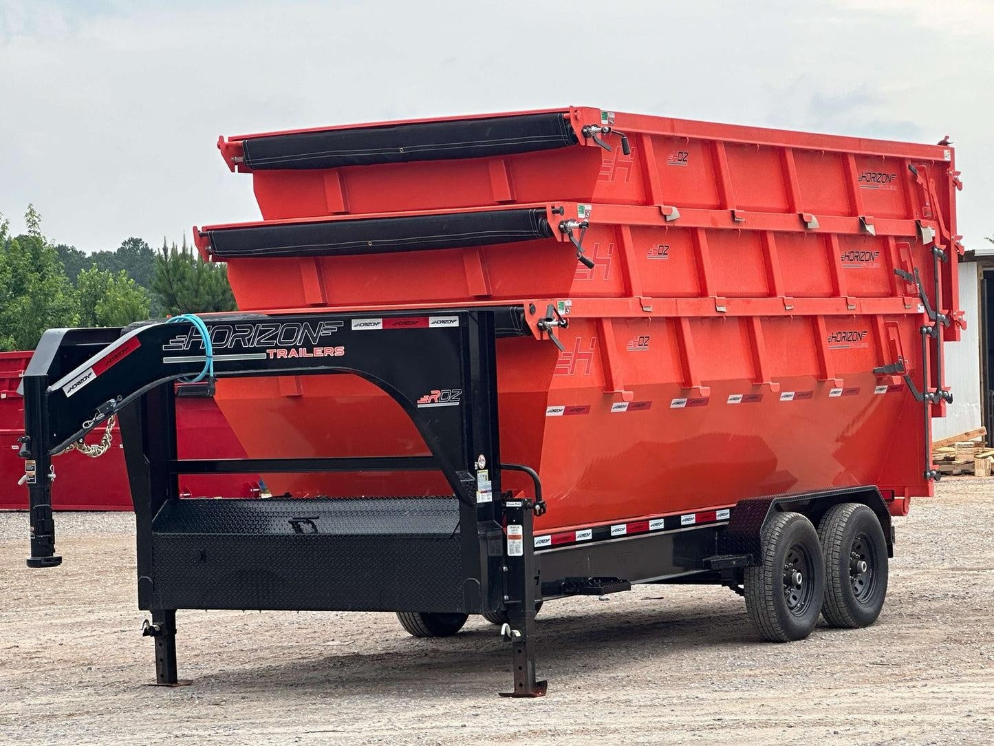 Horizon 16' RDZ GN Roll off Bundle (2) 7k Axles + 3 Bins w/ 4' Walls HZN16GN7K4FTEDZ3ORANGEAL - Ghost ROP - Stryker Dealership Group